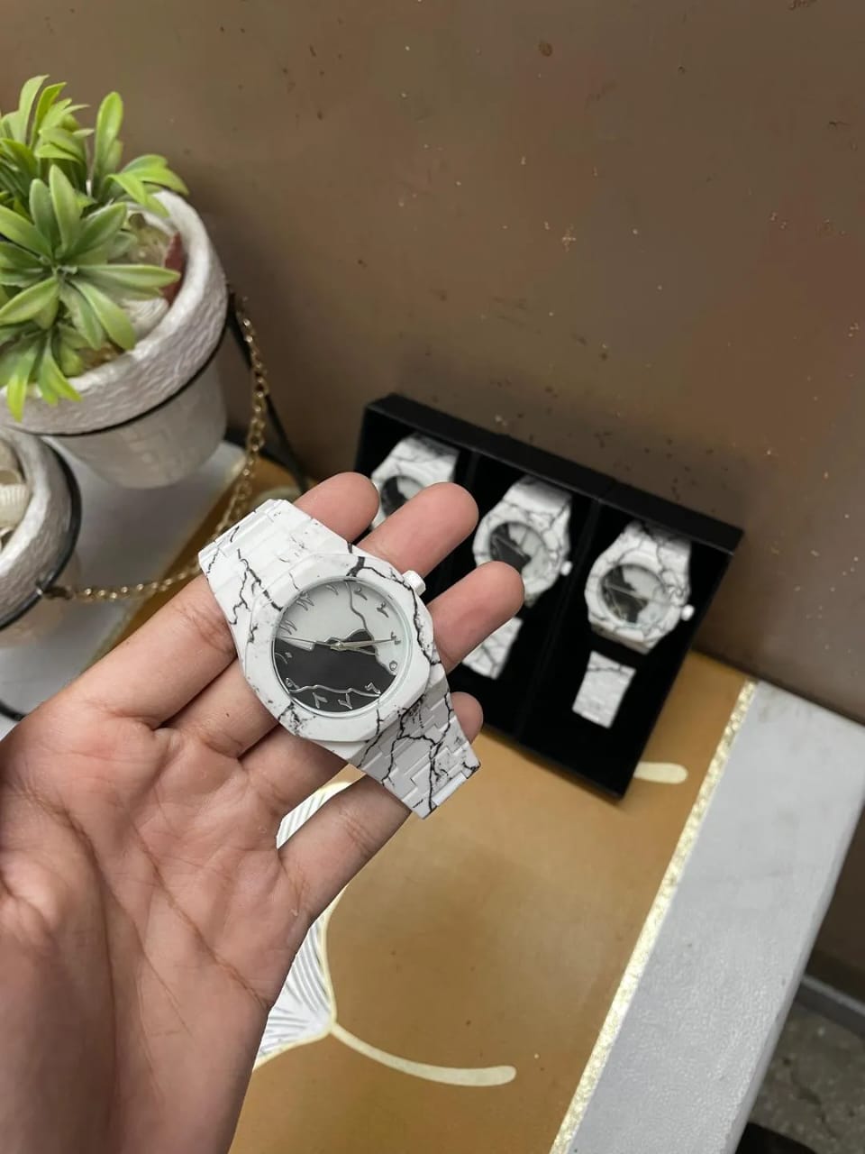 New Aura Watch - White Arabic Aura Watch With Box -1 pc