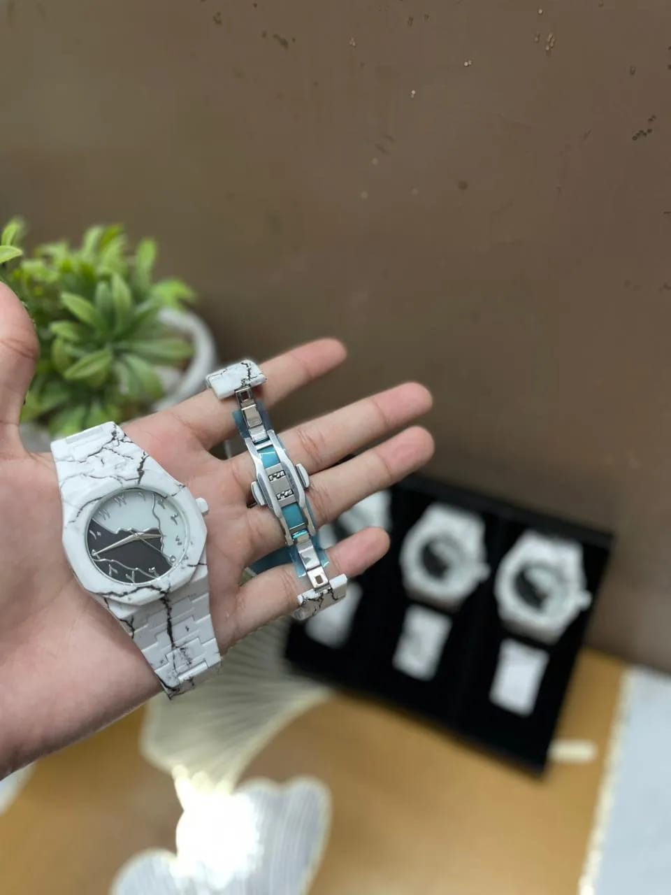 New Aura Watch - White Arabic Aura Watch With Box -1 pc